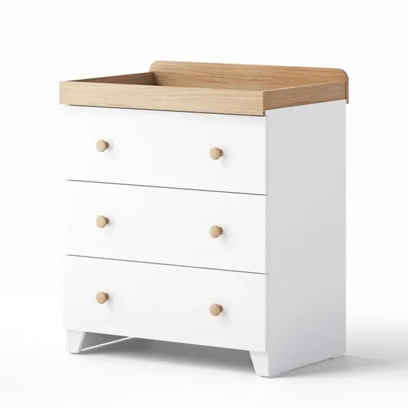 3-Drawer Chest & Wardrobe Set - White, Oak Effect alternate view