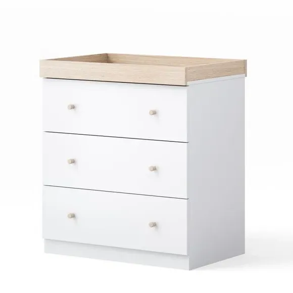 3-Drawer Chest & Wardrobe Set - White, Oak alternate view