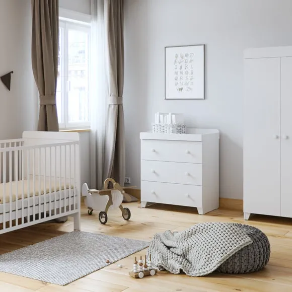 3 Piece Nursery Furniture Set with Convertible Cot Bed - White product