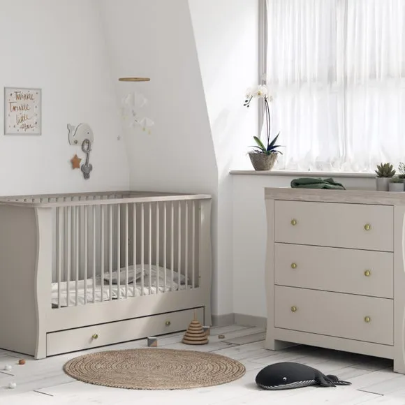 Celeste Cot Bed & 3 Drawer Chest Nursery Set - Cashmere/Grey Ash product