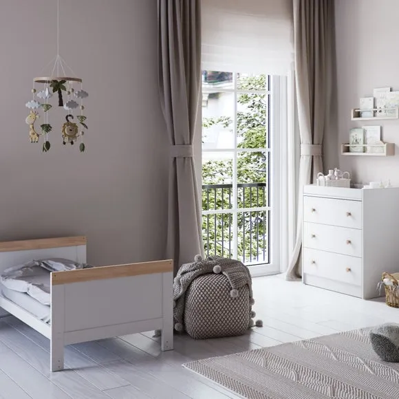 Florence Cot Bed & 3 Drawer Chest Nursery Set - White, Oak alternate view