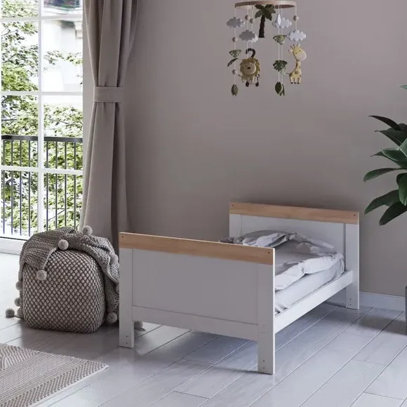 Florence Cot Bed with Adjustable Mattress Heights - White, Oak alternate view