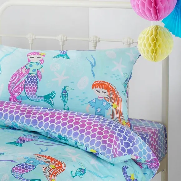 Mermaid Duvet Cover & Pillowcase Set - Blue alternate view