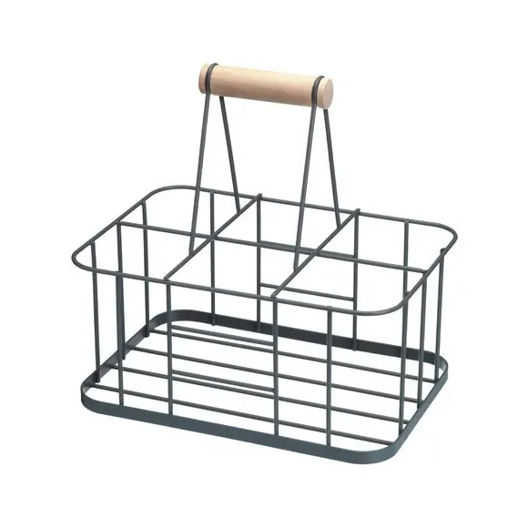 Nostalgia Six Bottle Carrier - Black, Wire