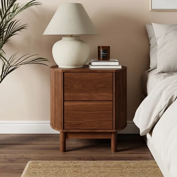 Mateo 2-Drawer Bedside Table - Walnut