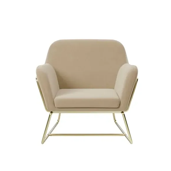 Charles Metal Leg Occasional Chair - Beige, Velvet alternate view