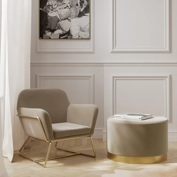 Charles Metal Leg Occasional Chair - Beige, Velvet product