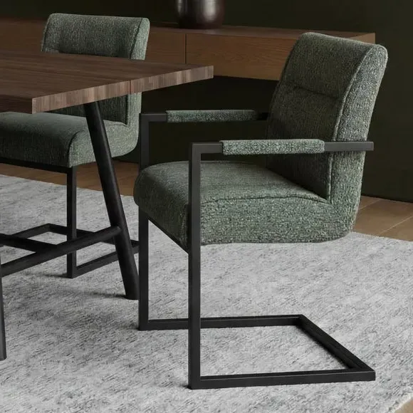 Cleaver Set of 2 Dining Chairs with Arms - Desert Sage, Tweed product
