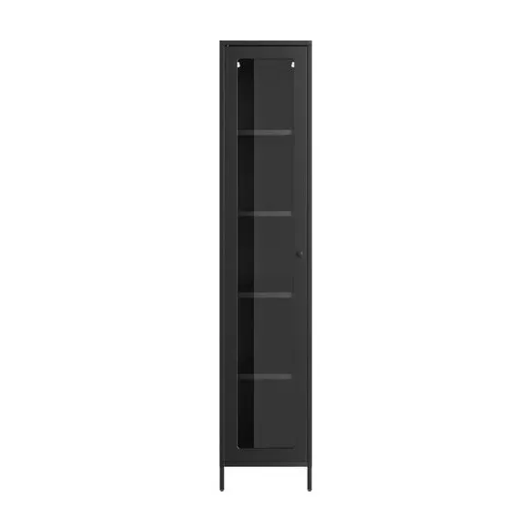 Frank 1 Door Display Cabinet - Black, Steel alternate view