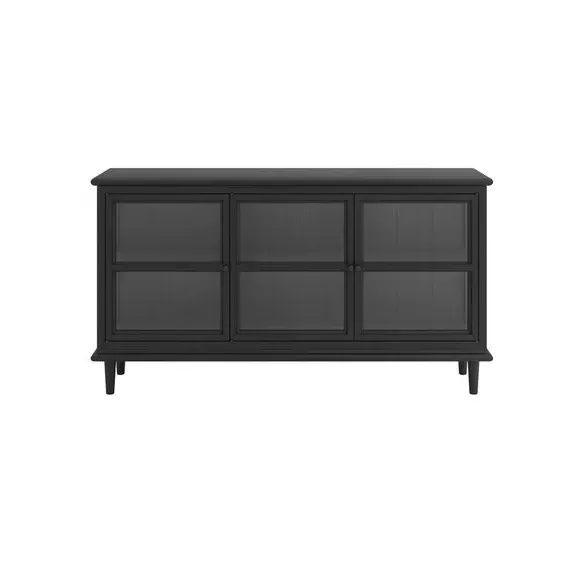 3-Door Sideboard with Glass Front - Black Wood alternate view