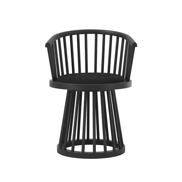 Dining Chair with Curved Back - Black, Velvet alternate view