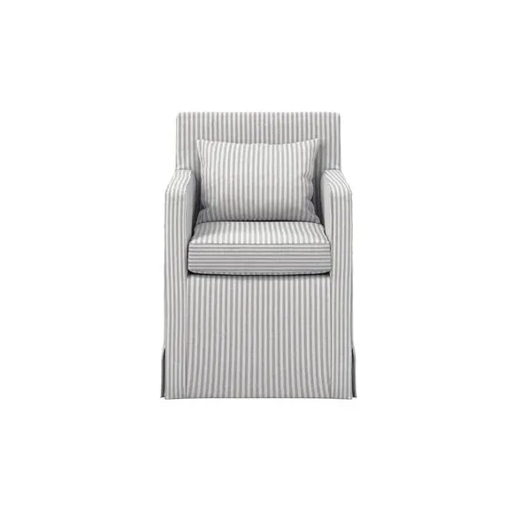 Hettie Dining Chair with Arms - Grey Stripe, Fabric alternate view