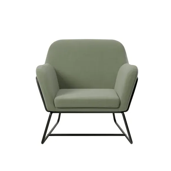 Charles Occasional Chair with Metal Legs - Sage Green, Velvet alternate view