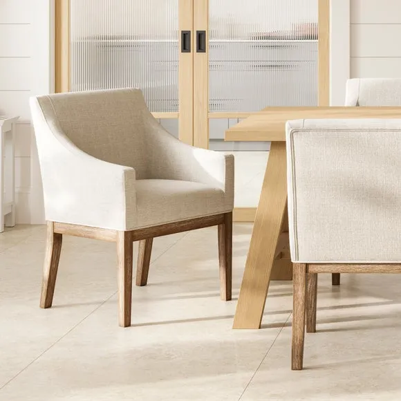 Piper Dining Chair with Arms - Brown, Faux Linen product