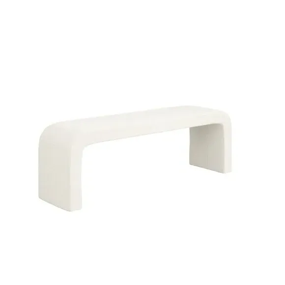 Ren Upholstered Bench - Ivory, Chenille Boucle alternate view