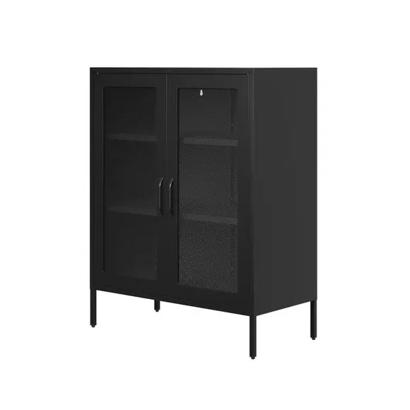 Reuben 2 Door Display Cabinet - Black, Steel alternate view