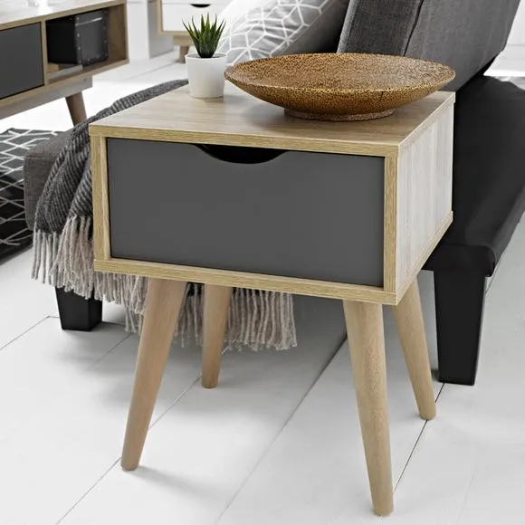 Scandi 1 Drawer Bedside Table - Oak product