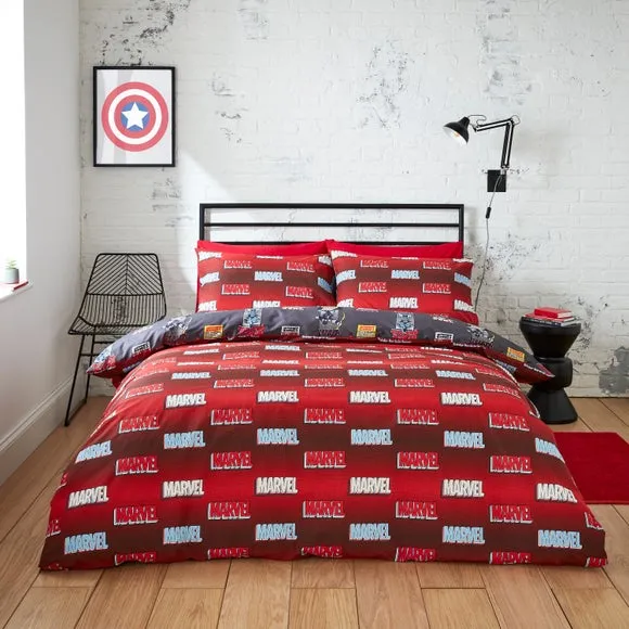 Avengers Comic Duvet Cover Set Reversible - Grey, Cotton alternate view