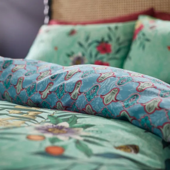 Paradise Parrot Duvet Cover & Pillowcase Set - Green, Cotton alternate view
