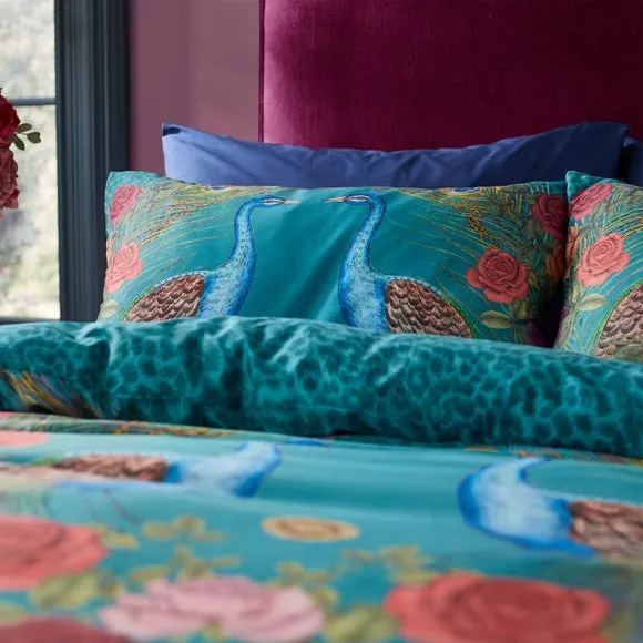Xanadu Peacock Duvet Cover Set - Teal Green, Cotton alternate view
