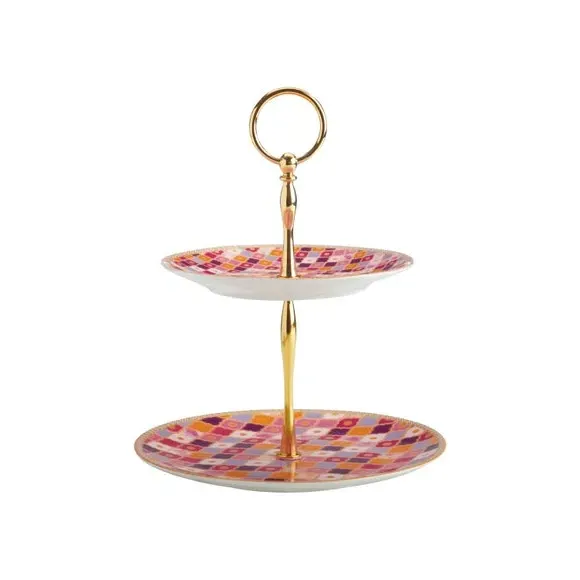 Teas & C's Kasbah 2-Tier Cake Stand - Pink, Porcelain alternate view