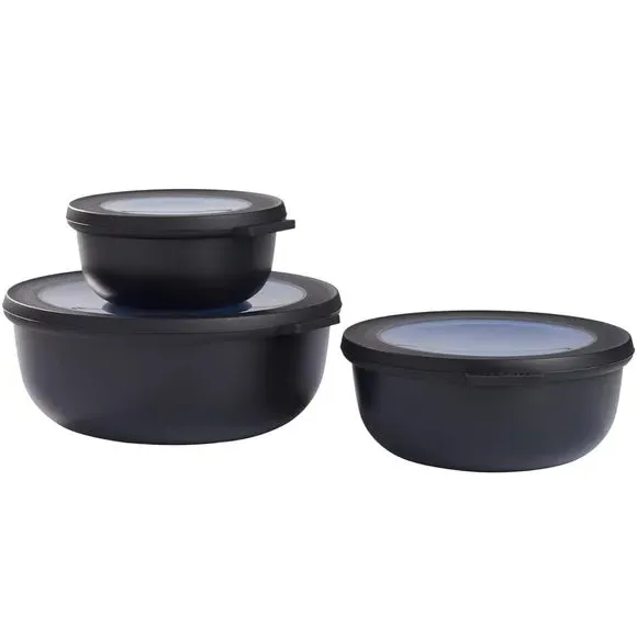 Cirqula Round Food Containers Set of 3 - Black