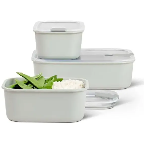 EasyClip Set of 3 Food Containers - White by Dunelm