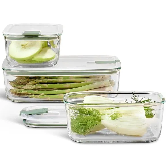 EasyClip Set of 3 Glass Food Containers - Sage Green product