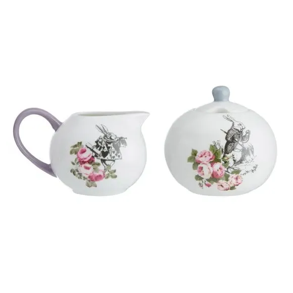 V&A Alice Sugar Pot with Creamer Jug - White, Fine China alternate view