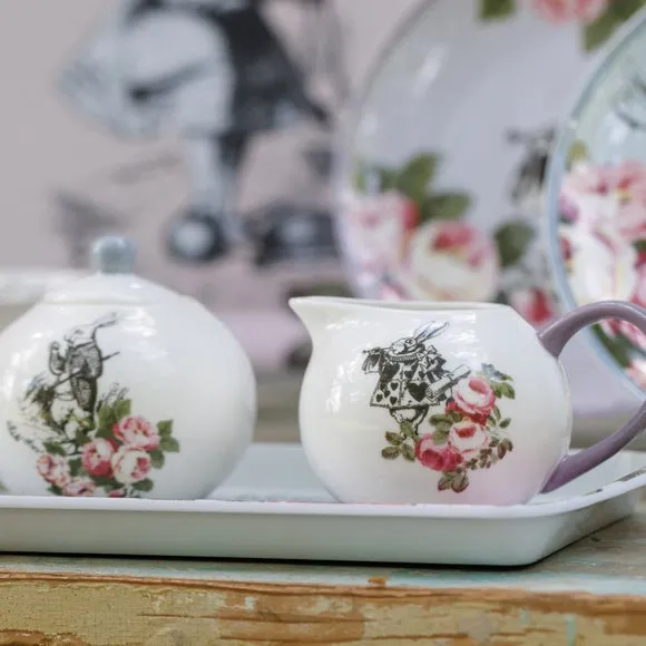 V&A Alice Sugar Pot with Creamer Jug - White, Fine China product