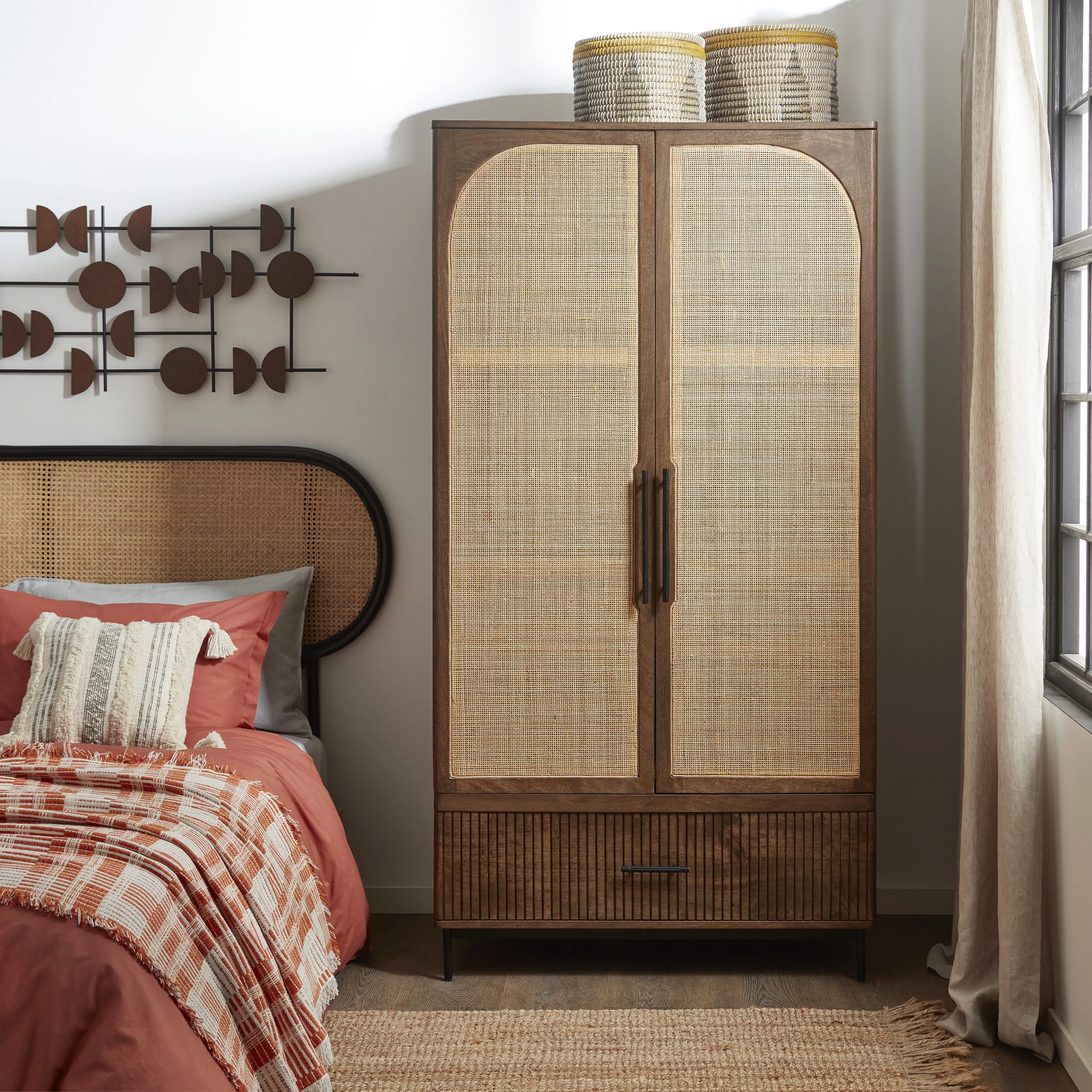 mila-rattan-double-wardrobe-dark-mango-wood-dark-brown image