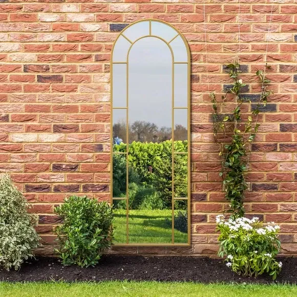 Arched Full Length Wall Mirror - Gold, Metal alternate view