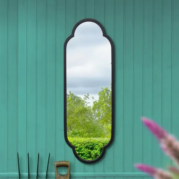 Oval Wall Mirror Indoor Outdoor - Black, Metal alternate view