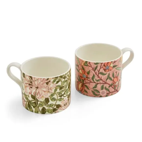 Morris & Co Fruit & Honeysuckle Set of 2 Mugs - Multicolor, Porcelain