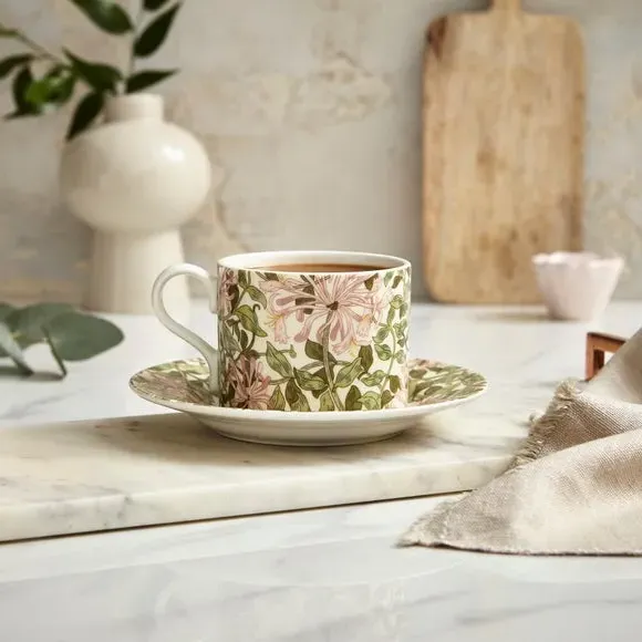Morris & Co Honeysuckle Cup & Saucer - Pink, Porcelain product