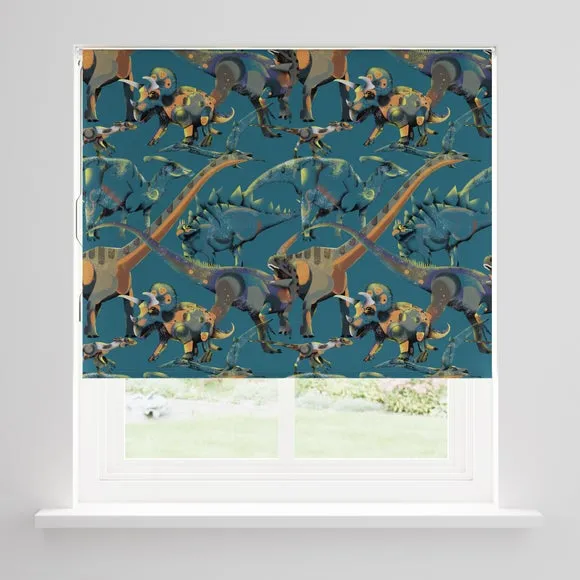 Blackout Roller Blind Dinosaur Print - Blue by Dunelm, image 3