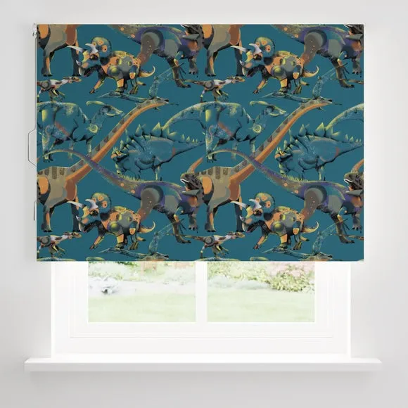 Blackout Roller Blind Dinosaur Print - Blue by Dunelm, image 4