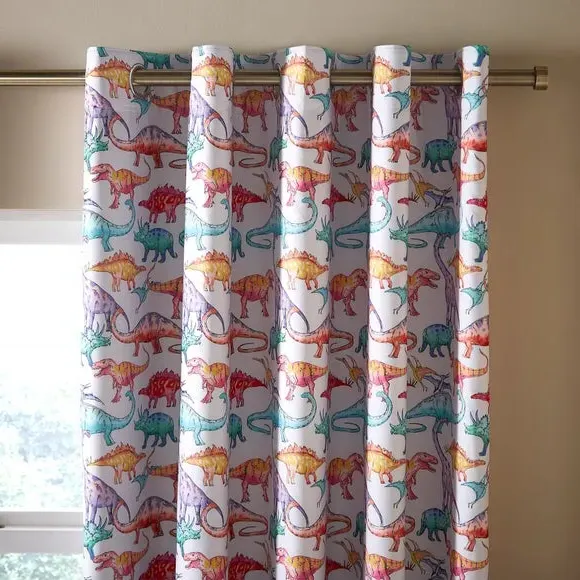 Dinosaurs Gallery Blackout Eyelet Curtains - Natural, Cotton product