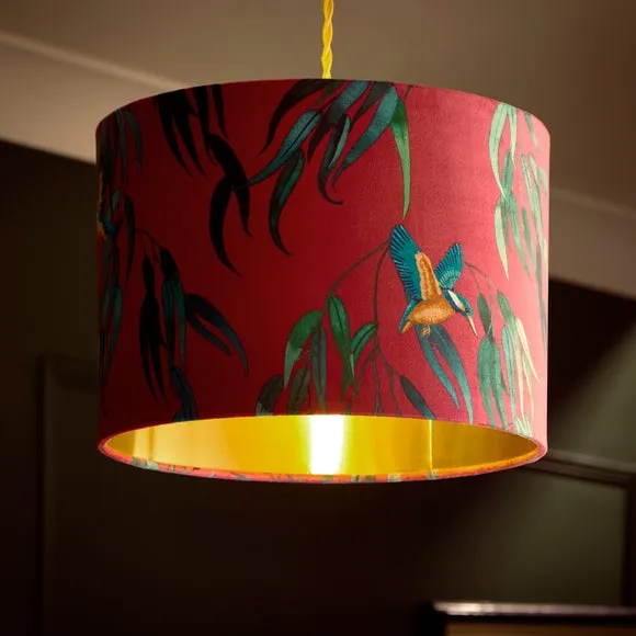 Kingfisher Drum Lamp Shade - Magenta, Velvet alternate view