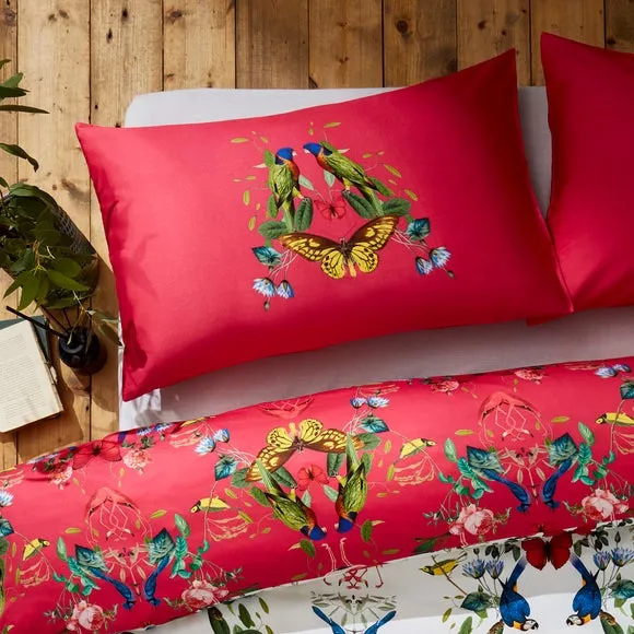 Tropical Kaleidoscope Duvet Cover Set with Pillowcase - Fuchsia, Cotton alternate view