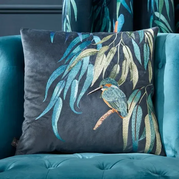 Kingfisher Cushion - Teal Blue, Recycled Polyester alternate view