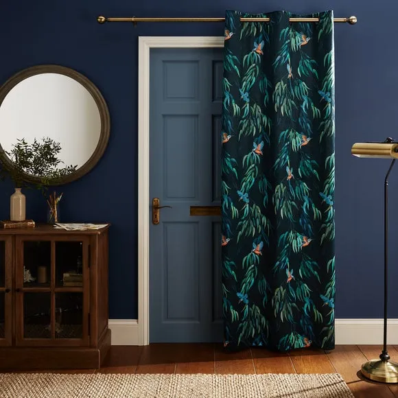 Kingfisher Eyelet Door Curtain - Peacock, Velour product