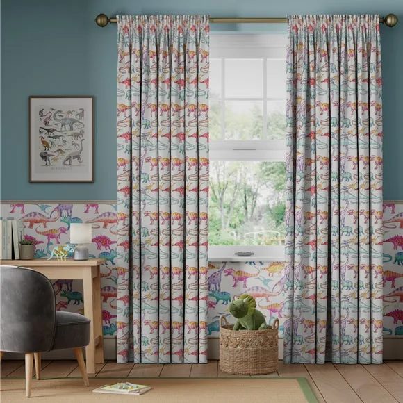 Dinosaur Gallery Made to Measure Curtains - Multicoloured, Cotton alternate view