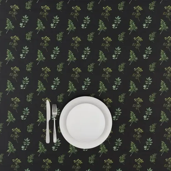Marsh Botanical Oil Cloth by the Metre - Black, PVC product