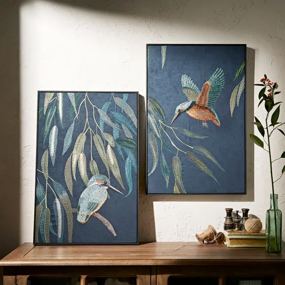 Natural History Museum Kingfisher Framed Canvas Set of 2 - Blue, Black product