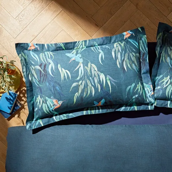 Natural History Museum Kingfisher Oxford Pillowcase - Blue, Cotton product