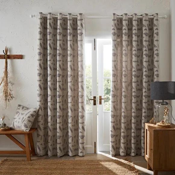 Nature Study Eyelet Curtains - Natural, Cotton by Dunelm, alternate view