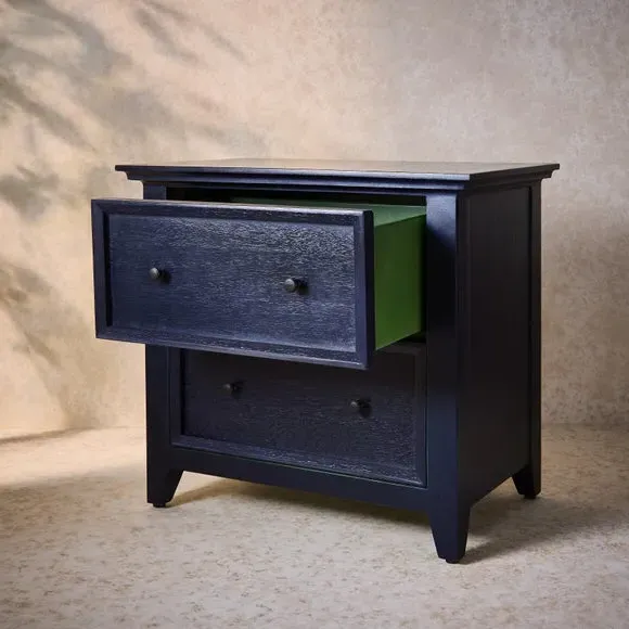 Origin of Colour 2 Drawer Wide Bedside Table - Navy Blue alternate view