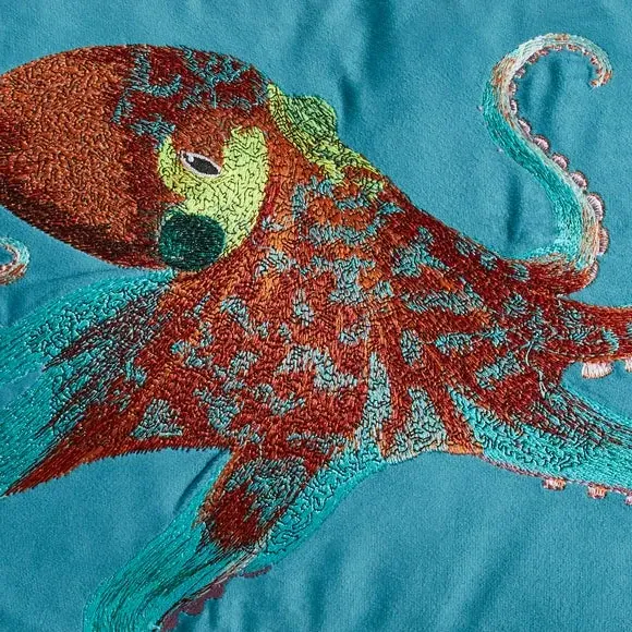 Rectangular Octopus Cushion - Teal Blue, Velour alternate view