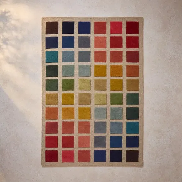 Werners Nomenclature Checkerboard Wool Rug - Multicoloured product